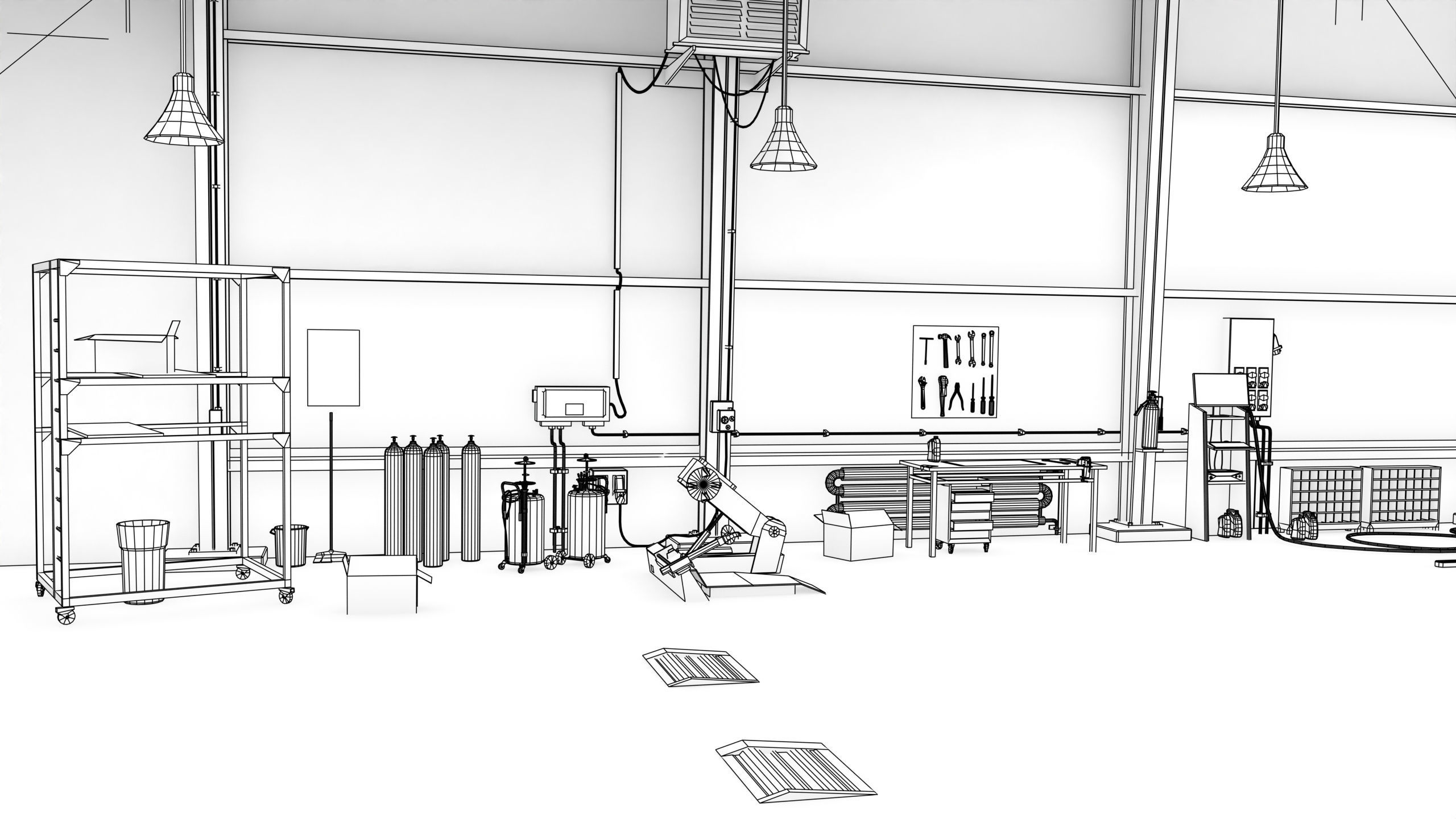 Truck Repair Workshop Interior 01 All PBR Unity UE Textures Low-poly 3D model_66