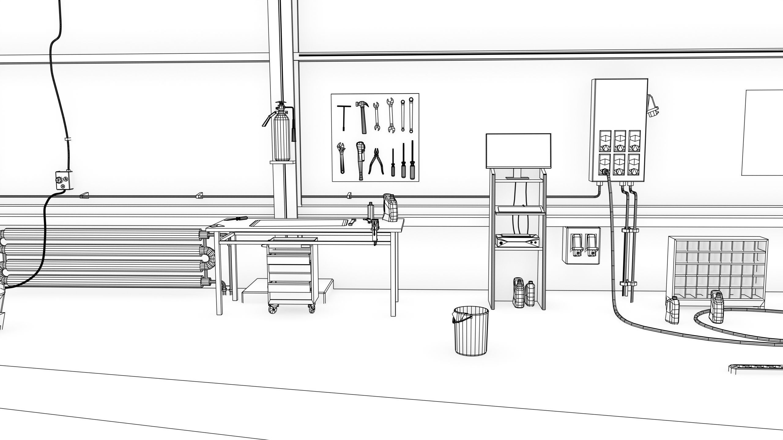 Truck Repair Workshop Interior 01 All PBR Unity UE Textures Low-poly 3D model_60