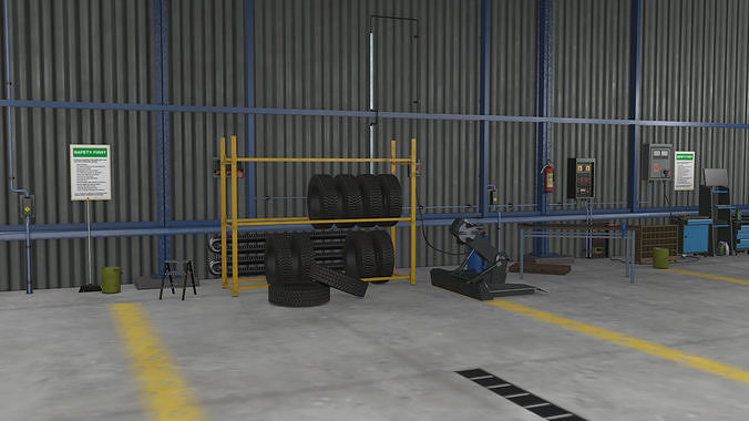 Truck Repair Workshop Interior 01 All PBR Unity UE Textures Low-poly 3D model 6