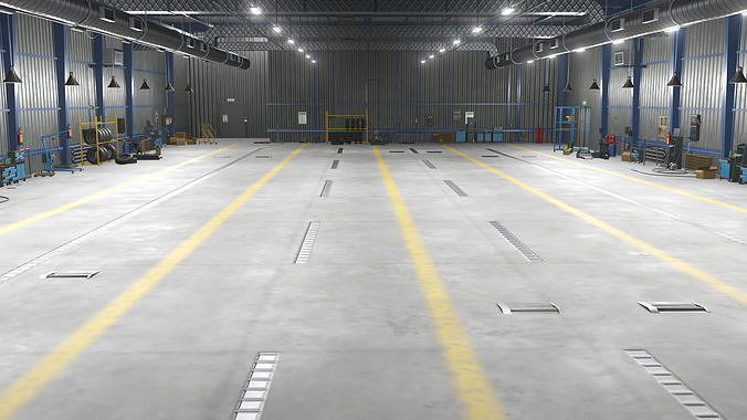 Truck Repair Workshop Interior 01 All PBR Unity UE Textures Low-poly 3D model 3