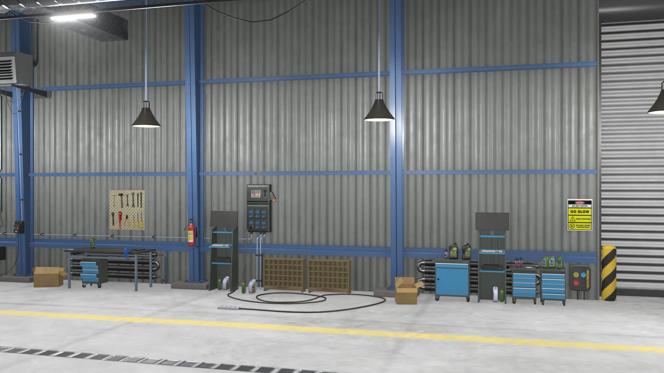 Truck Repair Workshop Interior 01 All PBR Unity UE Textures Low-poly 3D model_32