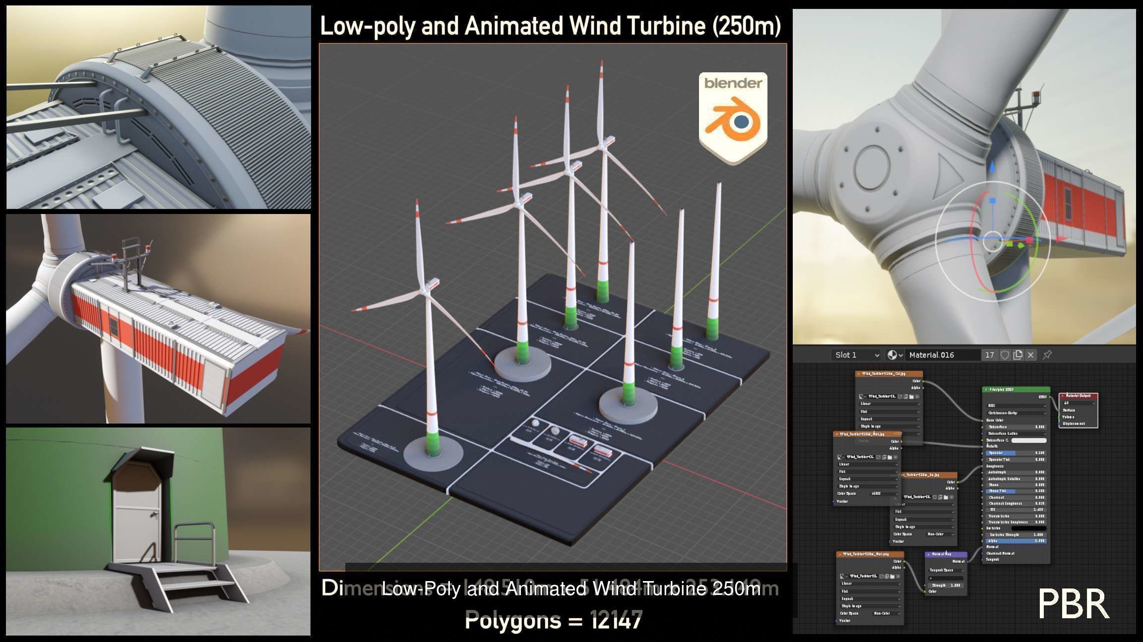 Windturbines Large Package 3D Model Collection_13