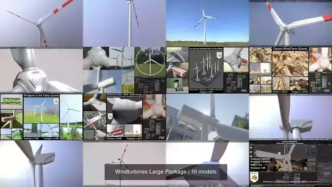 Windturbines Large Package 3D Model Collection