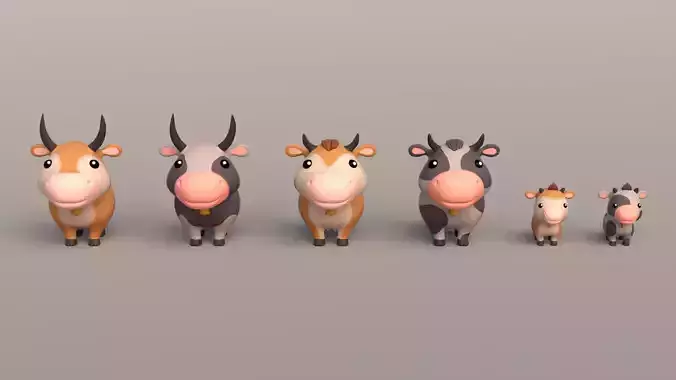 3D model Farm Animals Pack Low-poly 3D model
