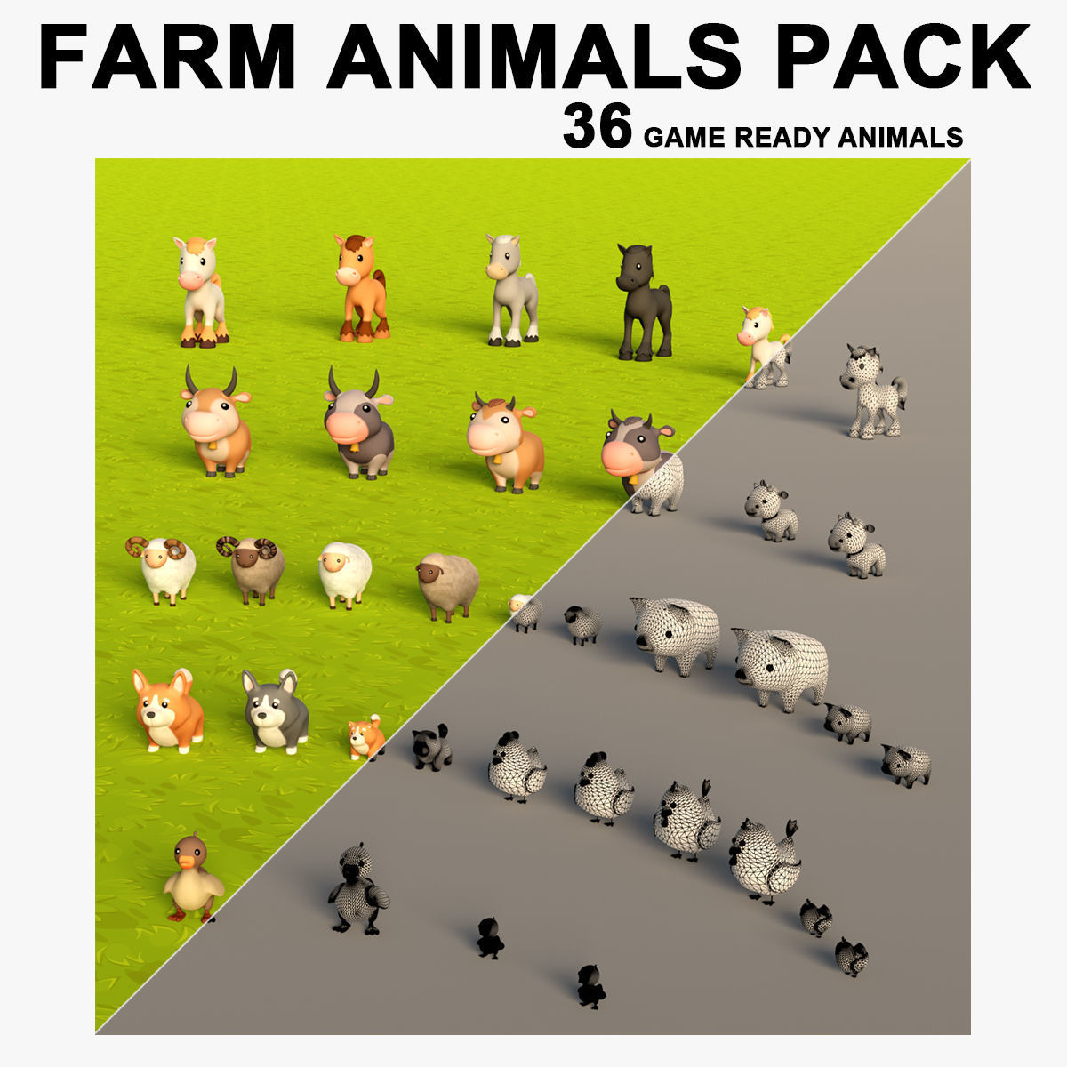 3D model Farm Animals Pack Low-poly 3D model_12