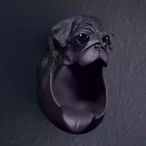 Pug Wall-Mounted Tongue 3D Print Model