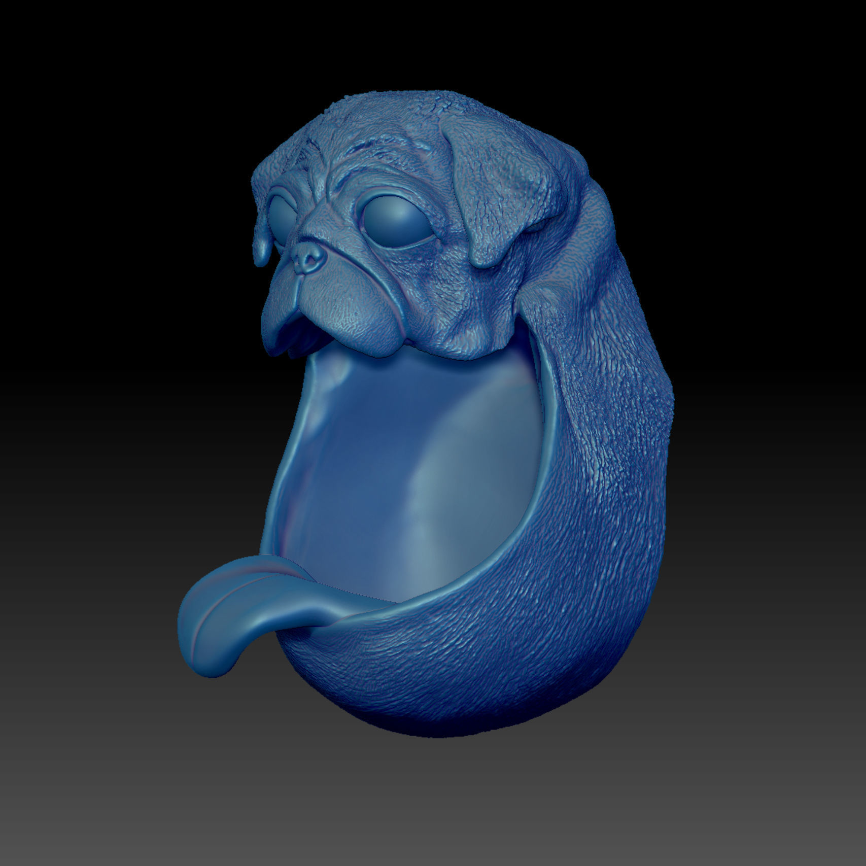Pug Wall-Mounted Tongue 3D Print Model 3D print model_3