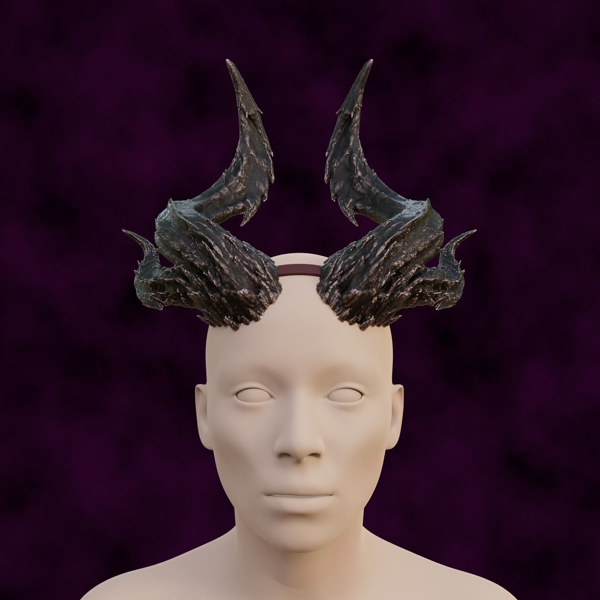 Fantasy Devil Raphael Haarlep Incubus Horns Set Baldurs Gate 3 3D print model_3