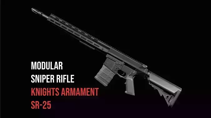 Modular sniper rifle Knights Armament SR 25 Low-poly 3D model
