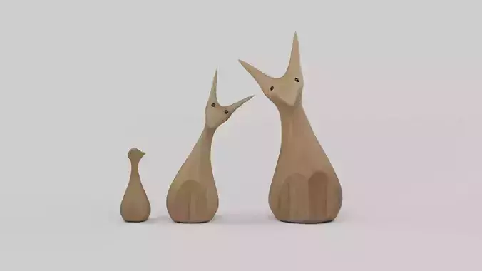 Wooden Carving Kangaroo Theme Showpiece  3D model