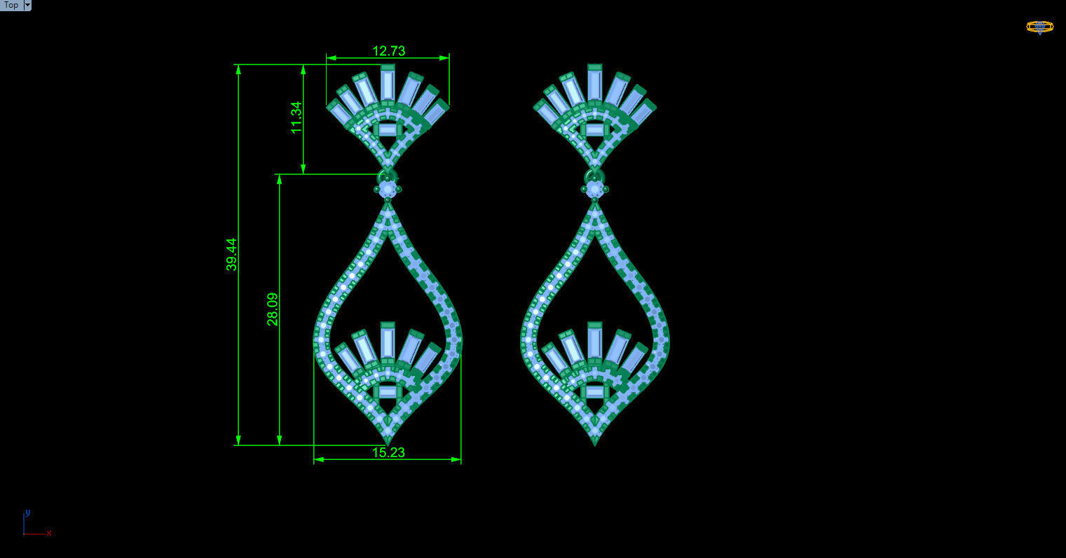 dangle earrings 3D print model_23