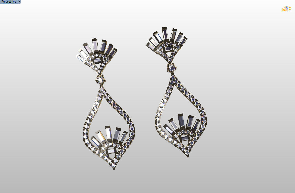 dangle earrings 3D print model_26