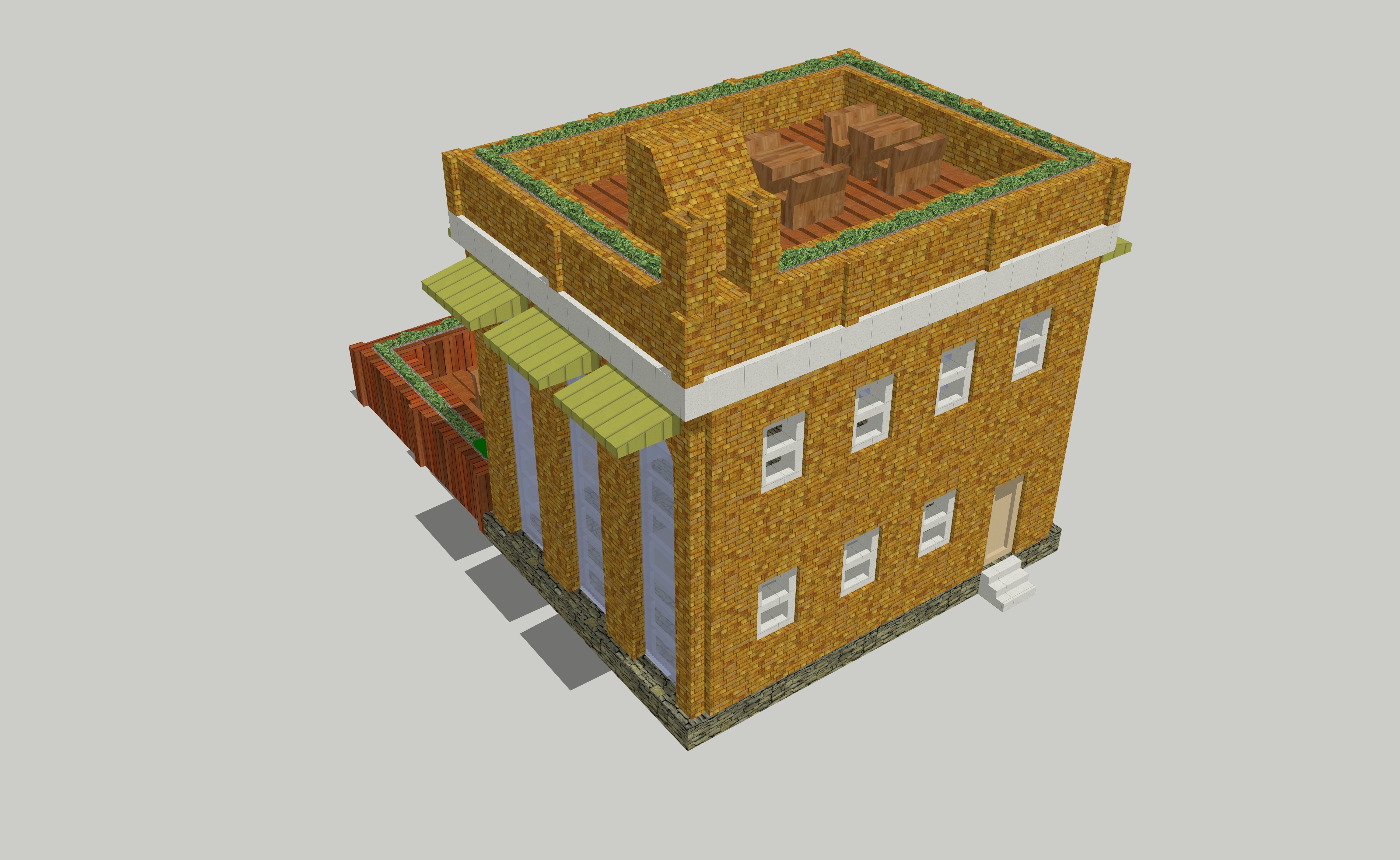 City Building Garden Style Cafe Restaurant by Outland Models Low-poly 3D model_2