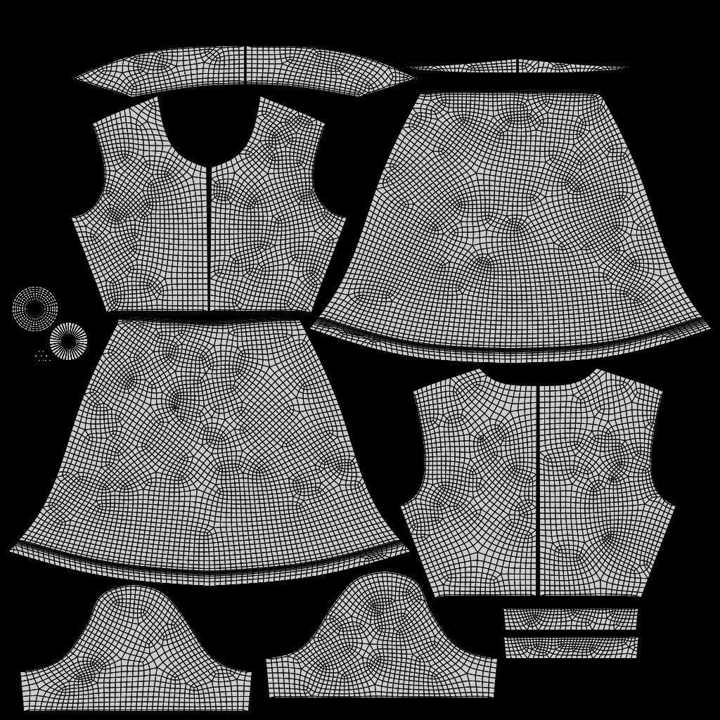 Grey Collared Formal Dress 3D model Low-poly 3D model_5