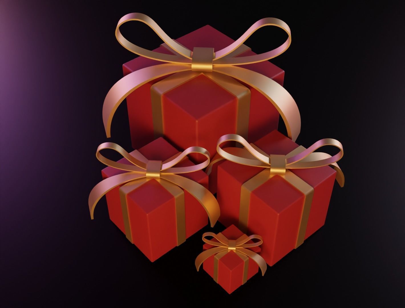 Christmas box 3D model low poly Low-poly 3D model_8