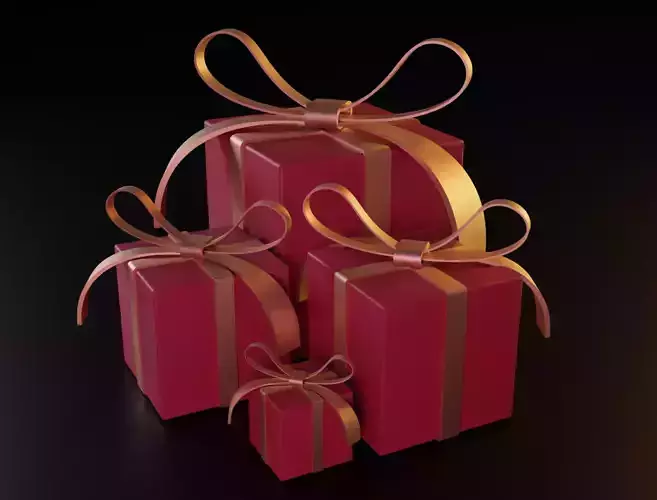 Christmas box 3D model low poly