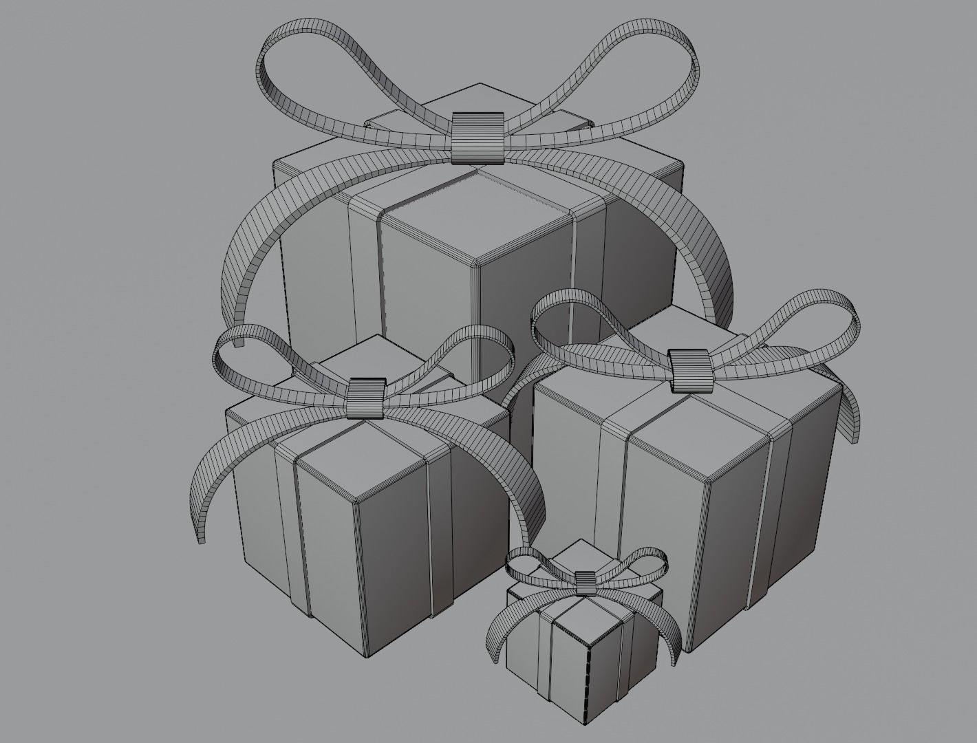 Christmas box 3D model low poly Low-poly 3D model_11