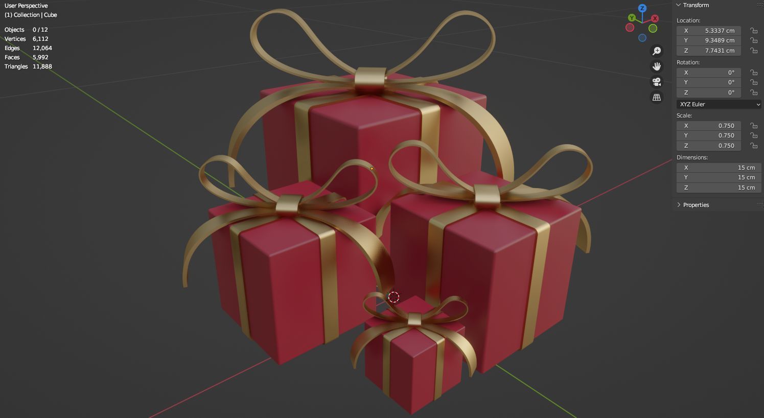 Christmas box 3D model low poly Low-poly 3D model_5