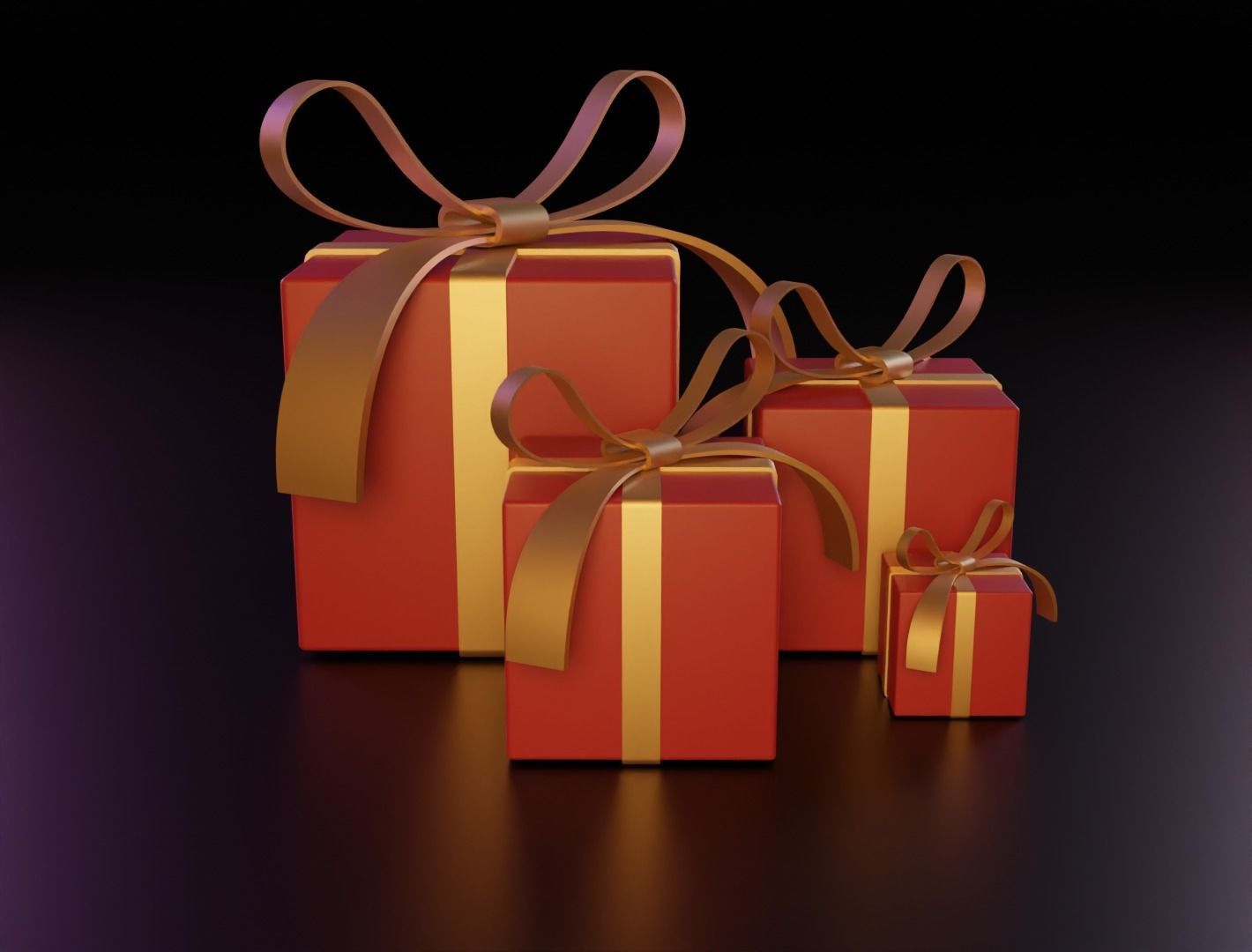 Christmas box 3D model low poly Low-poly 3D model_4