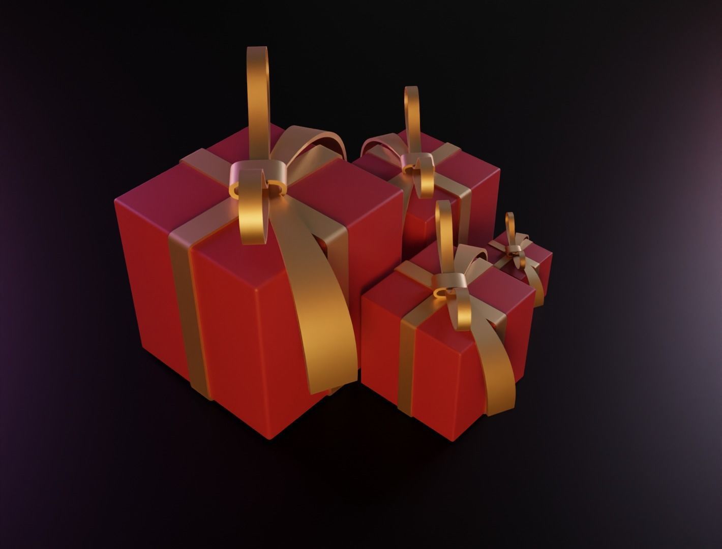 Christmas box 3D model low poly Low-poly 3D model_7