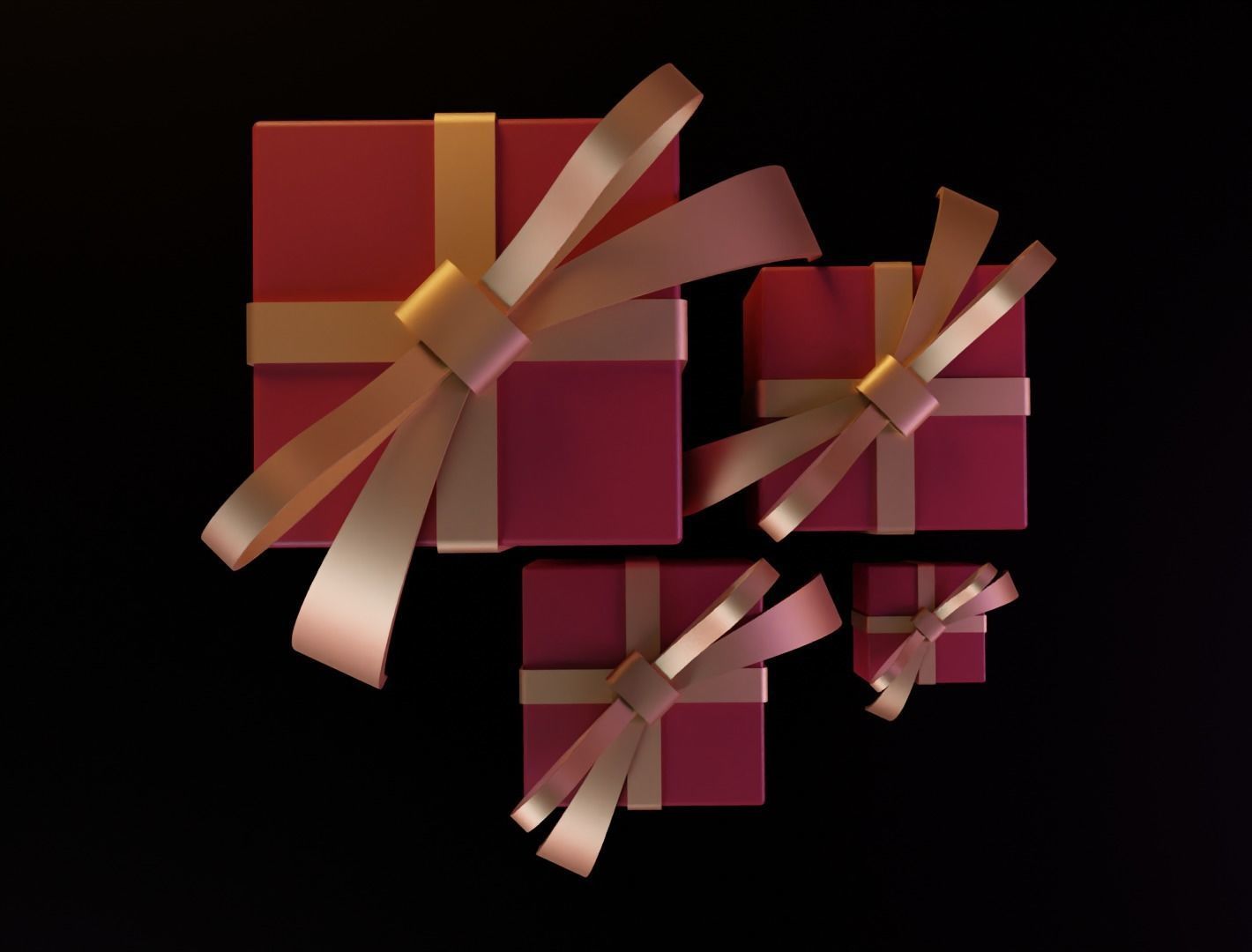 Christmas box 3D model low poly Low-poly 3D model_2