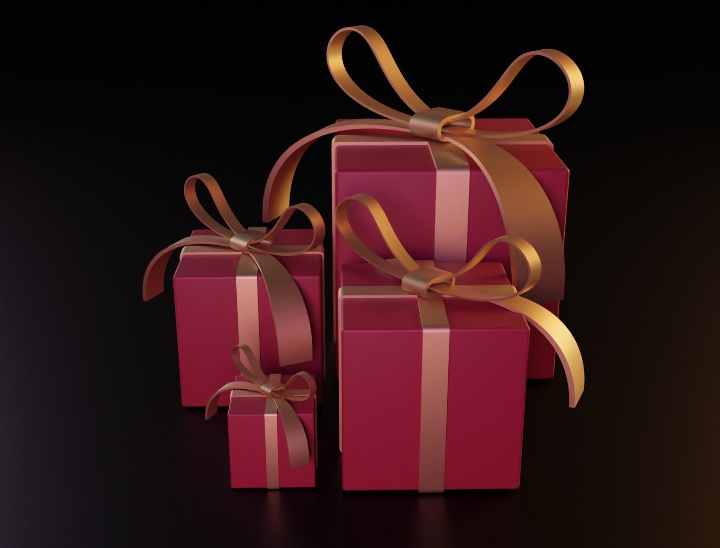 Christmas box 3D model low poly Low-poly 3D model_1