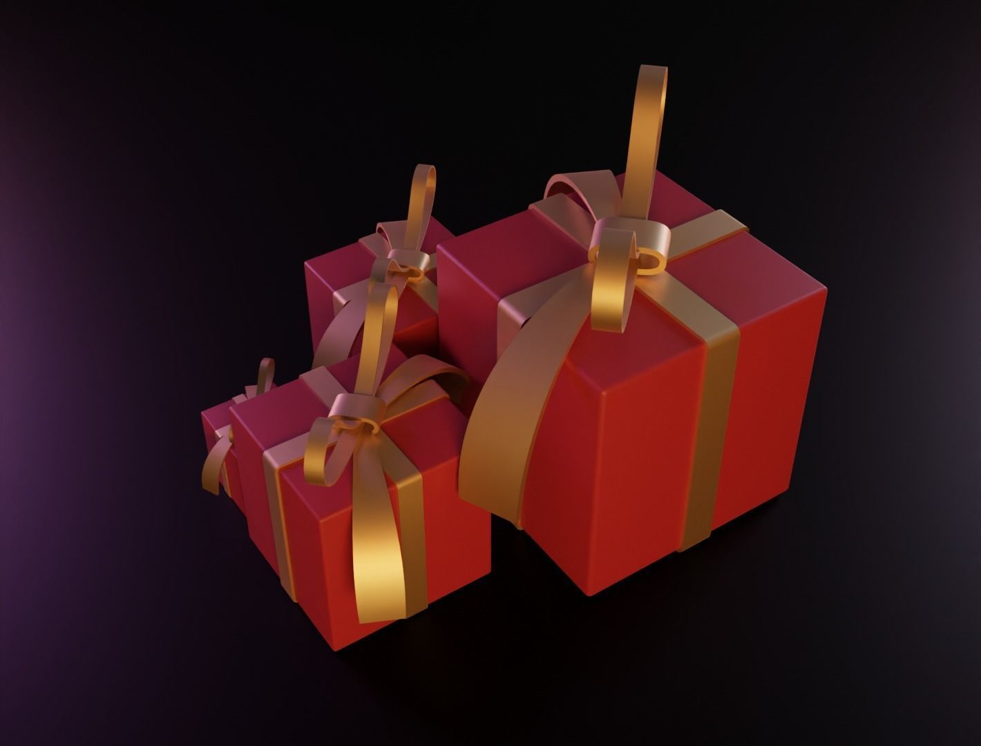 Christmas box 3D model low poly Low-poly 3D model_9