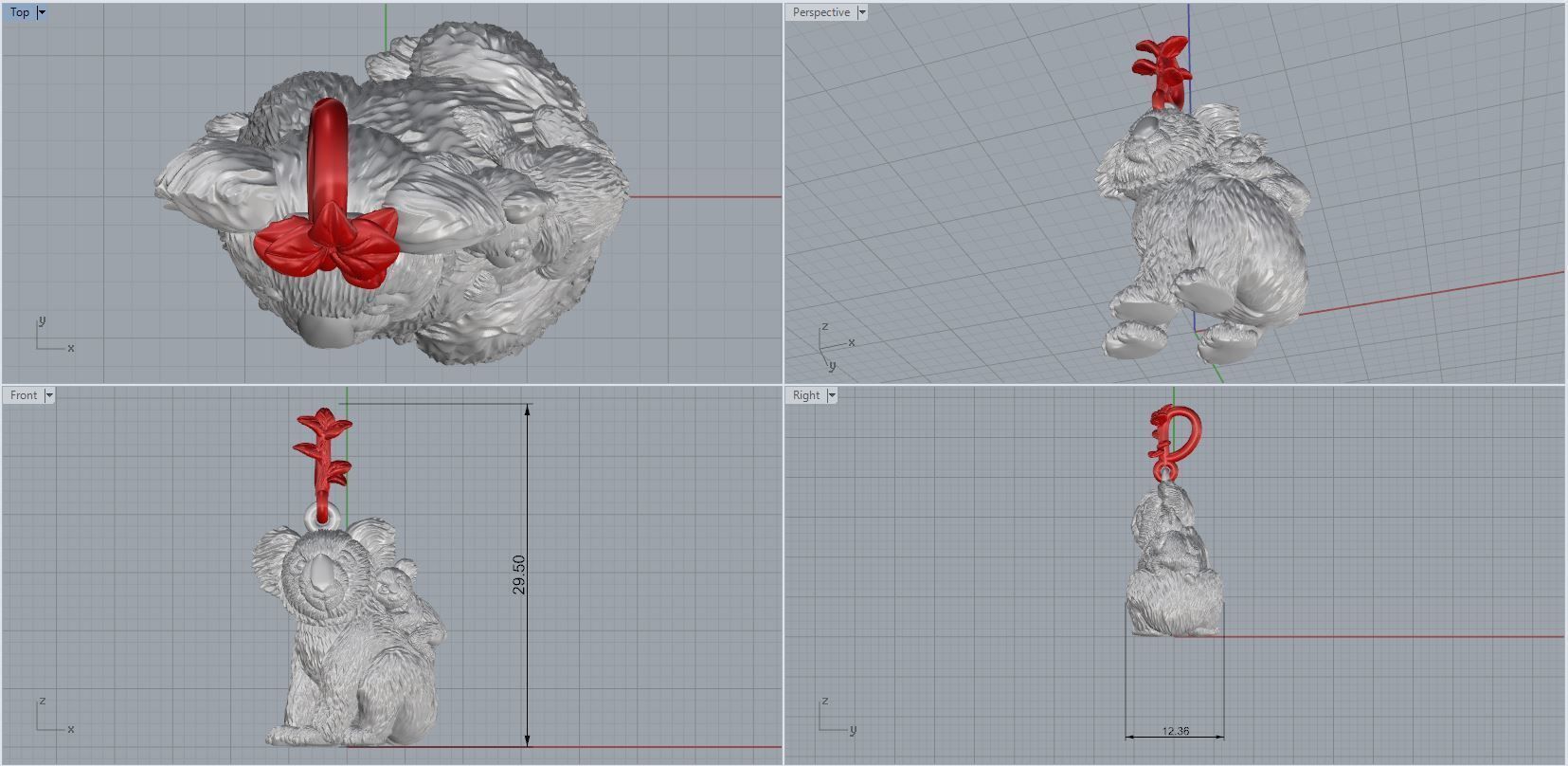 koala pendant 3D print model_2