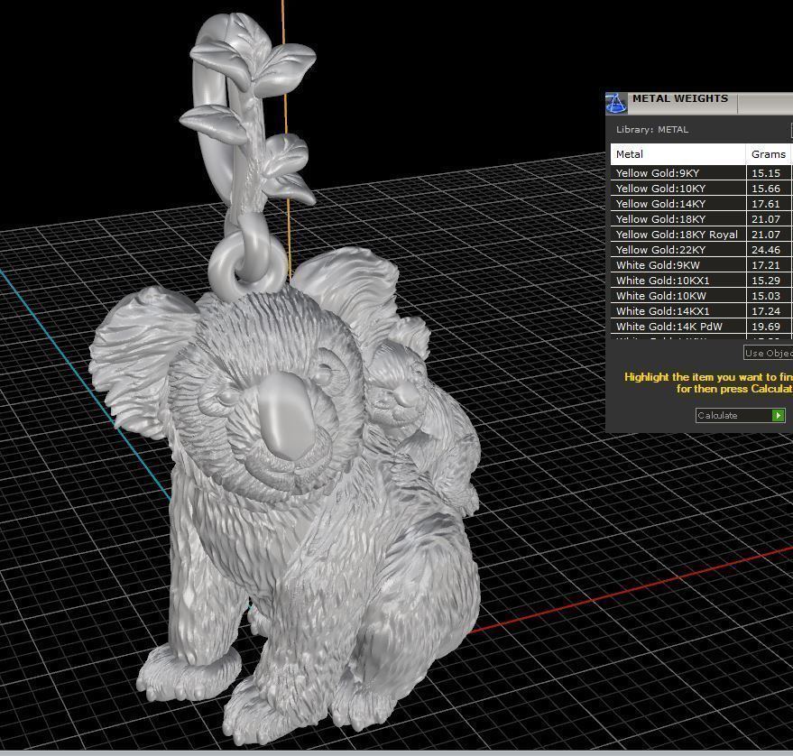 koala pendant 3D print model_3