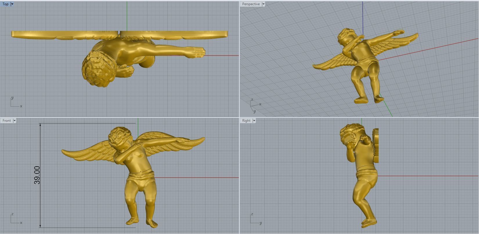 angel pendant 3D print model_2