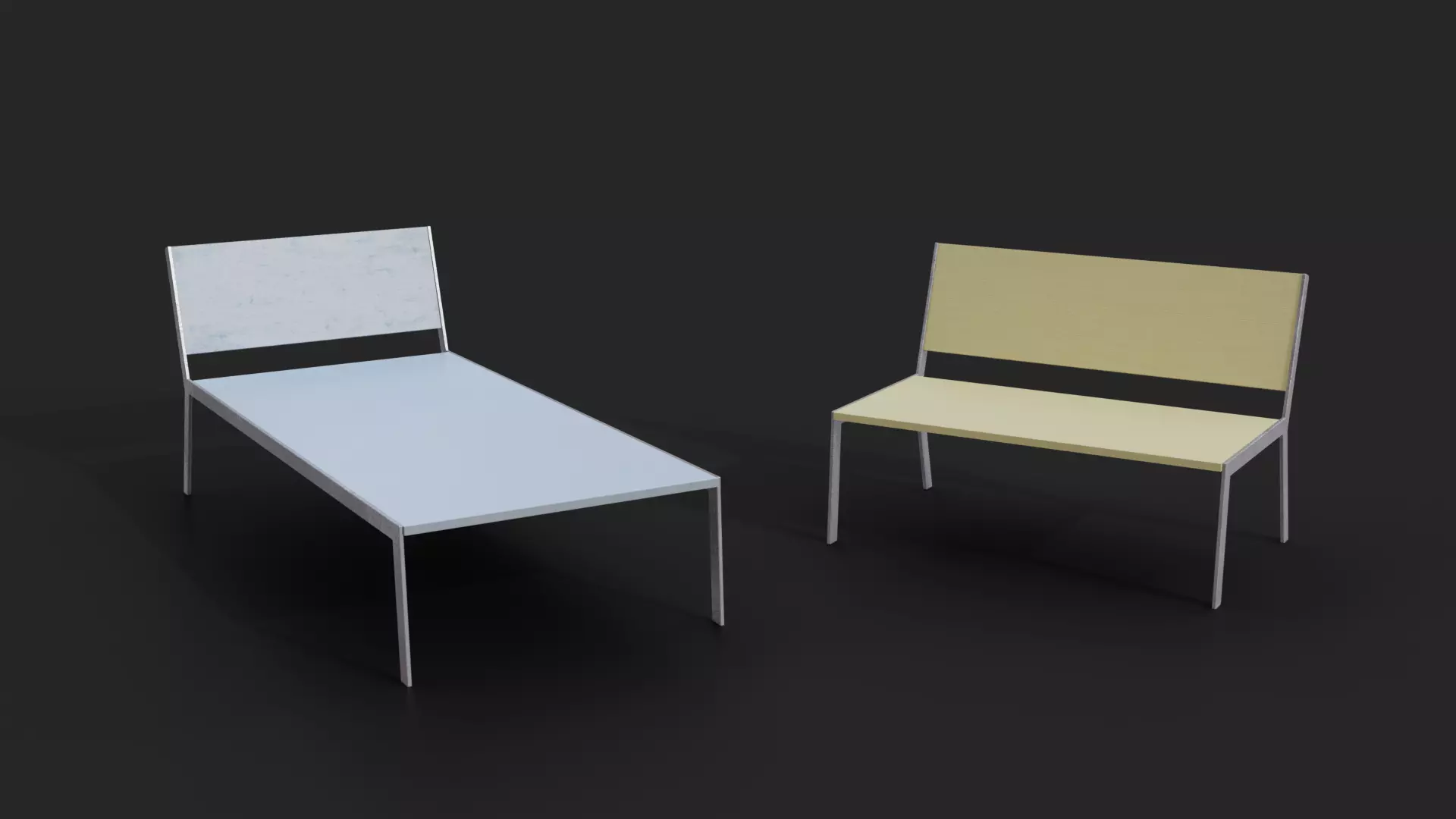 Collection of two Deckchair Low-Poly Low-poly 3D model_0