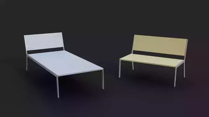 Collection of two Deckchair Low-Poly Low-poly 3D model