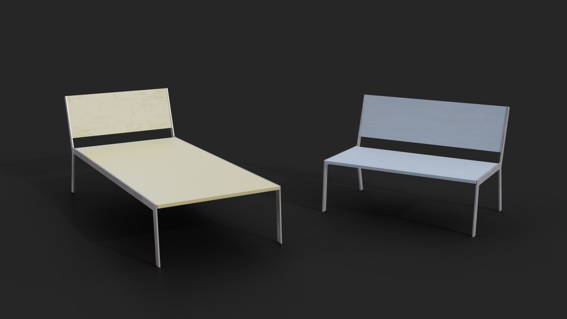 Collection of two Deckchair Low-Poly Low-poly 3D model_1