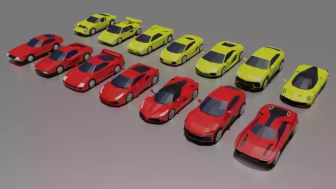 Low-Poly Italian Classic Sport and Super Cars