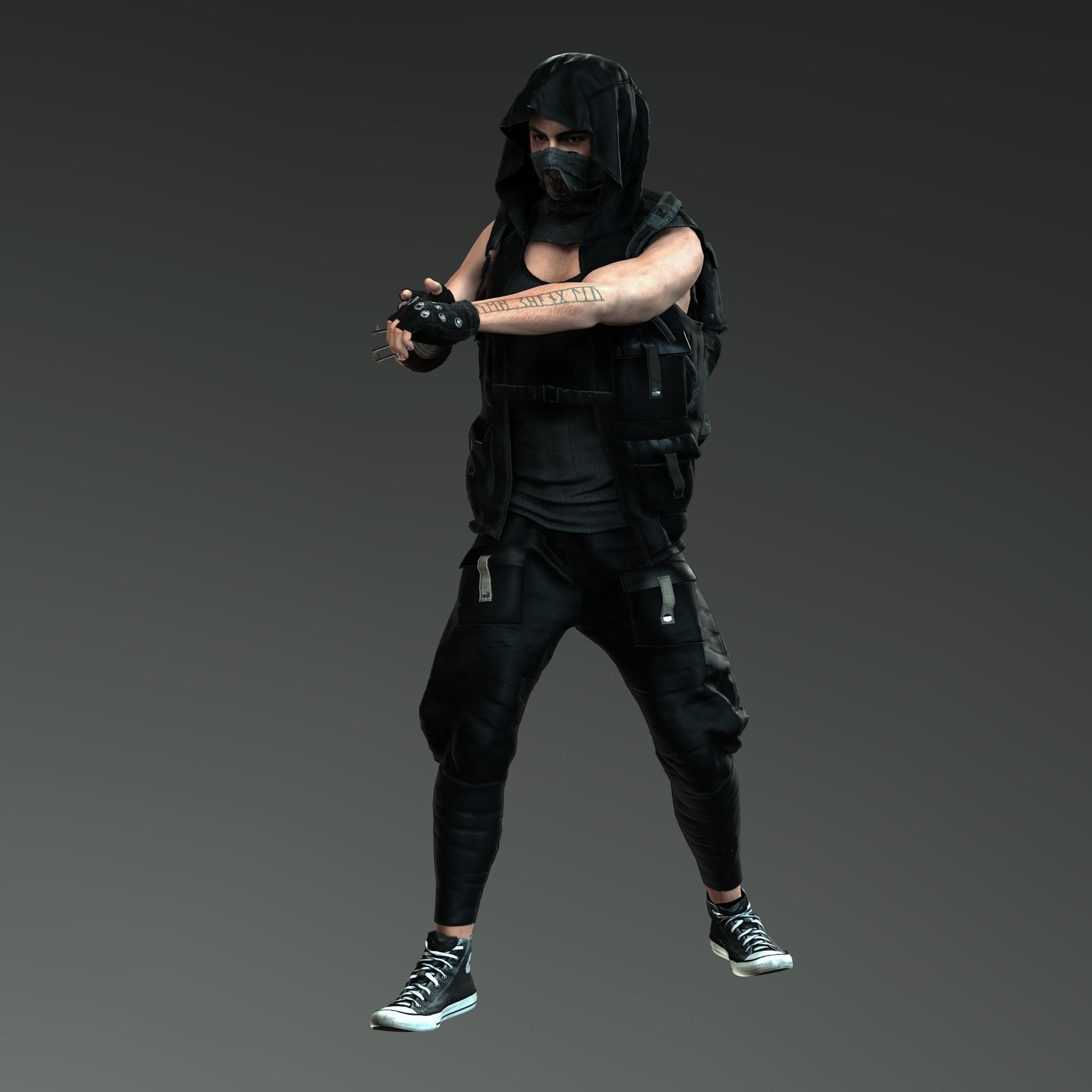 Zombie Slayer Character Low-poly 3D model_7