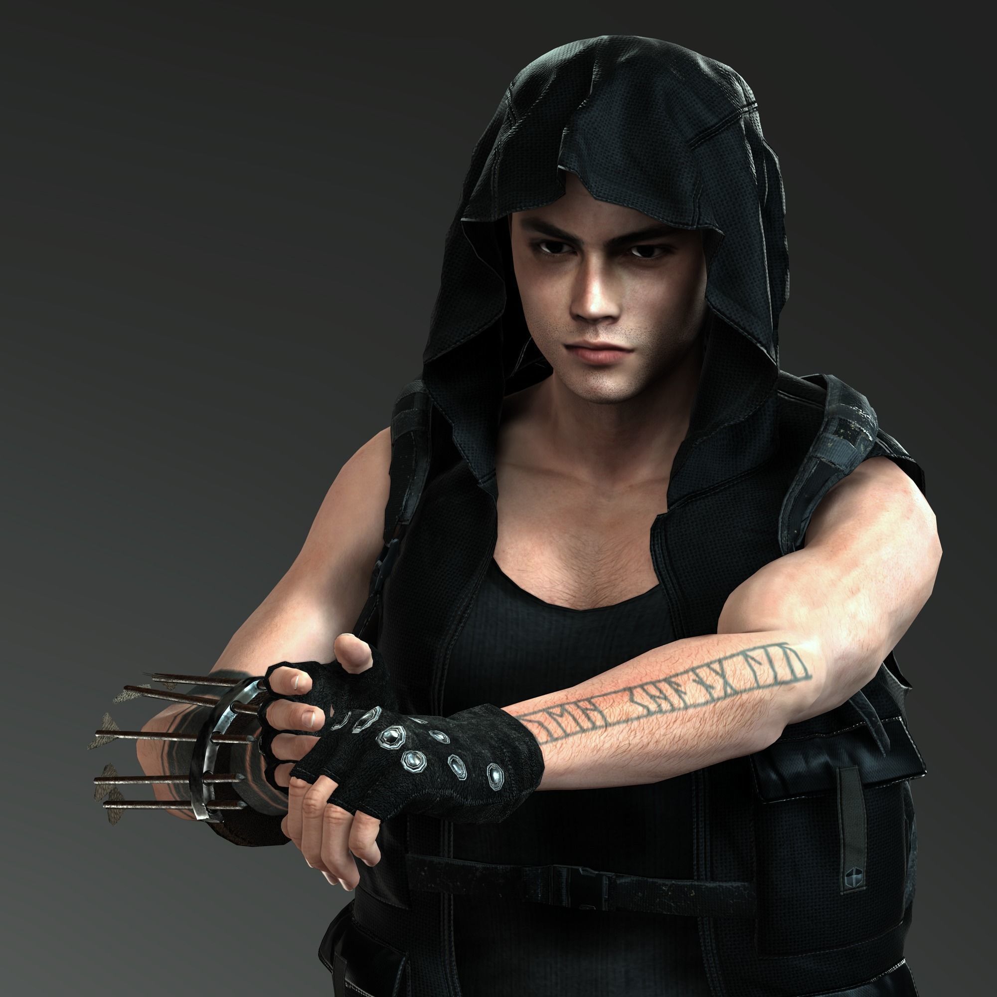 Zombie Slayer Character Low-poly 3D model_19