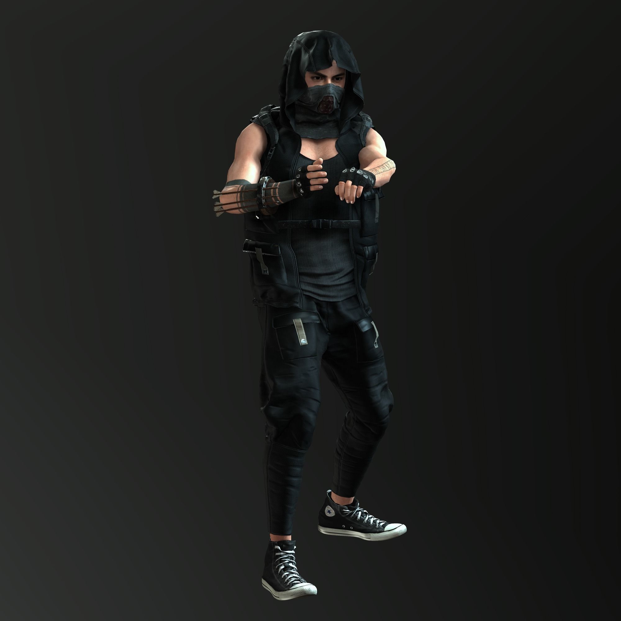 Zombie Slayer Character Low-poly 3D model_6