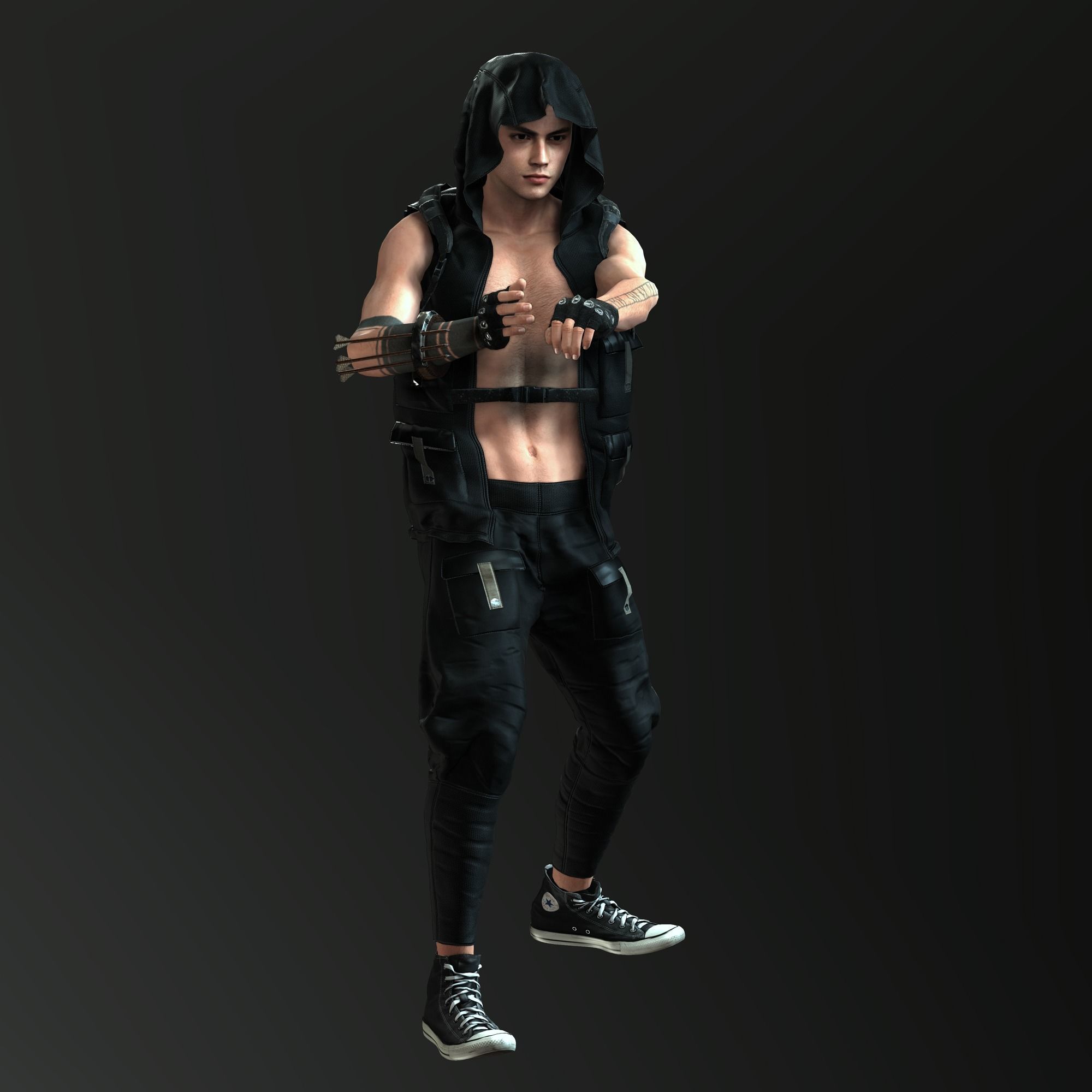 Zombie Slayer Character Low-poly 3D model_9