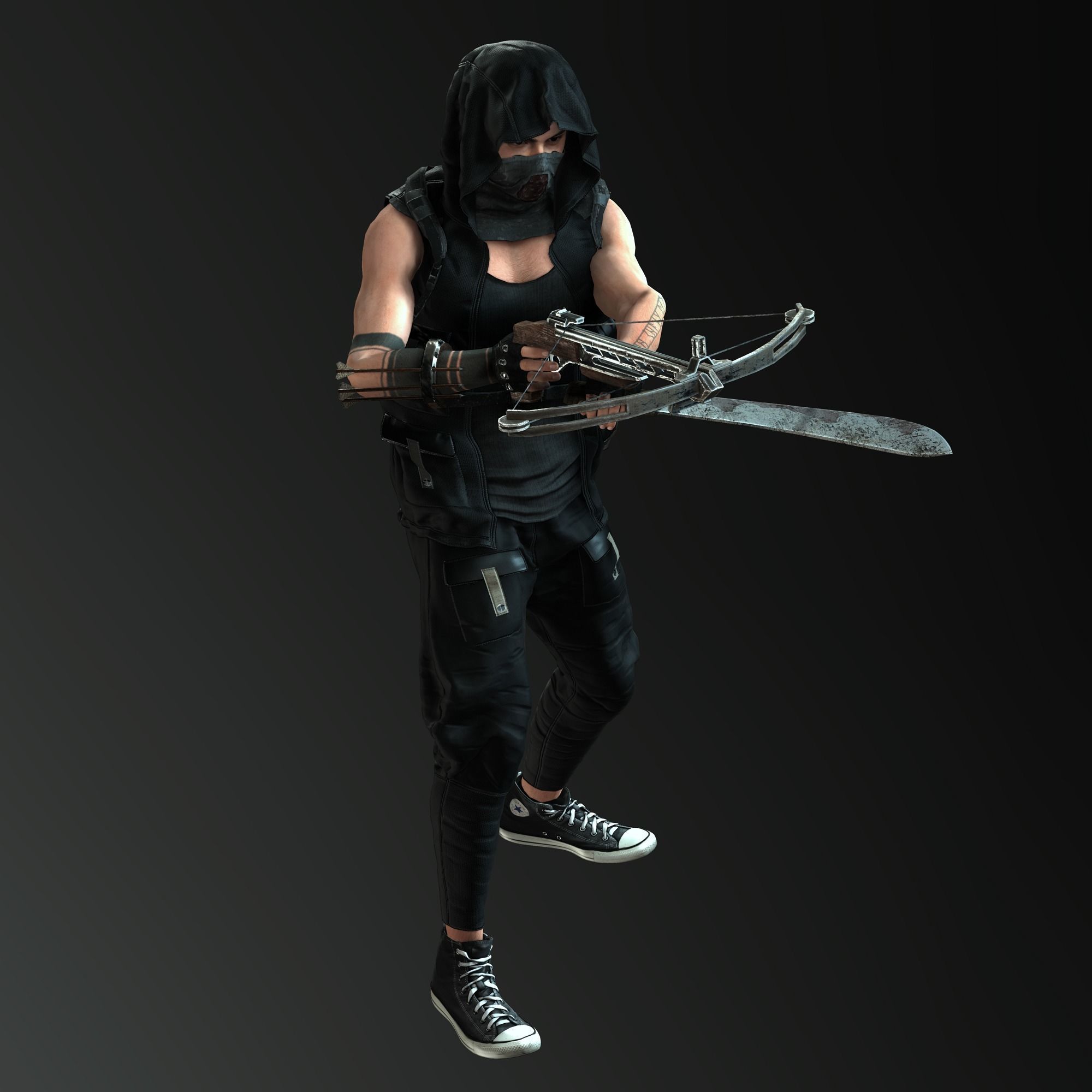 Zombie Slayer Character Low-poly 3D model_5
