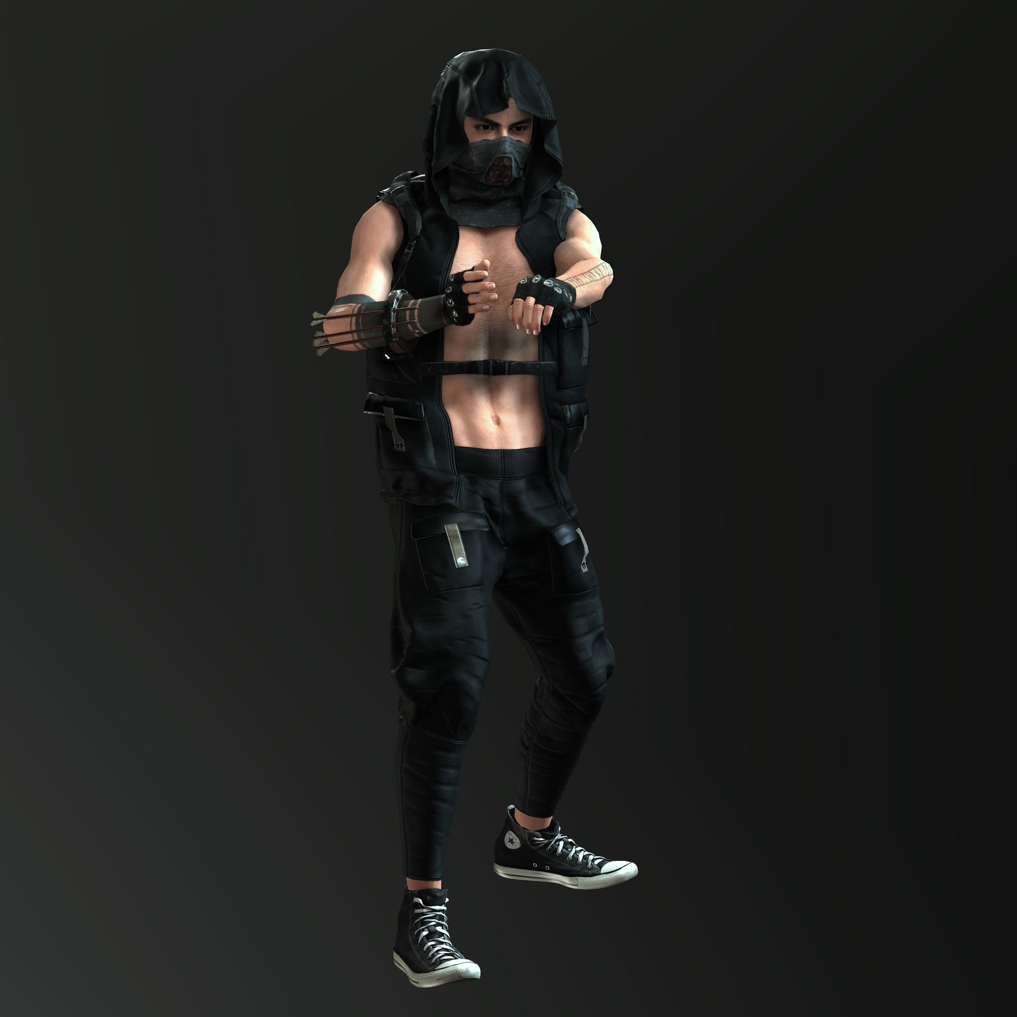 Zombie Slayer Character Low-poly 3D model_8