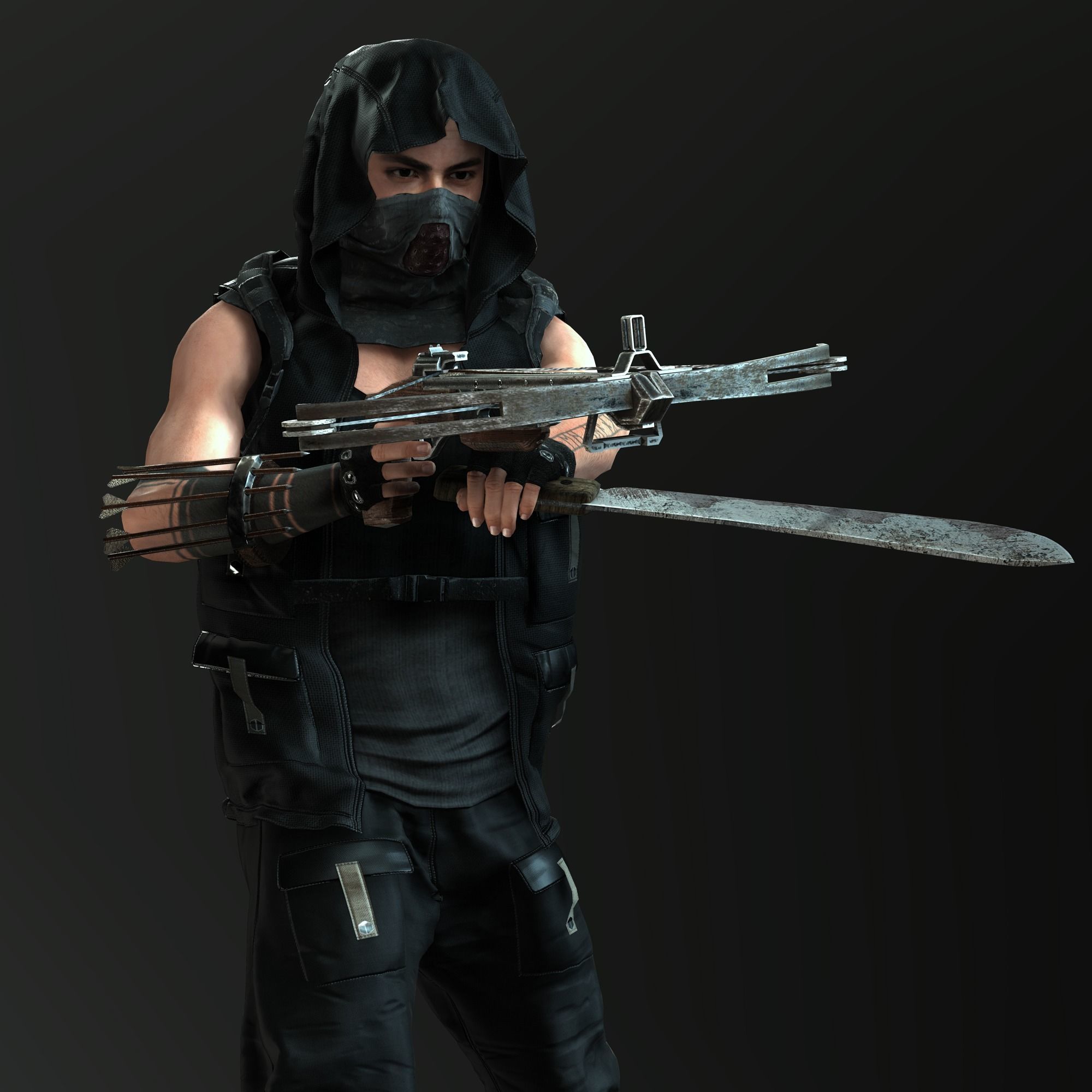 Zombie Slayer Character Low-poly 3D model_17