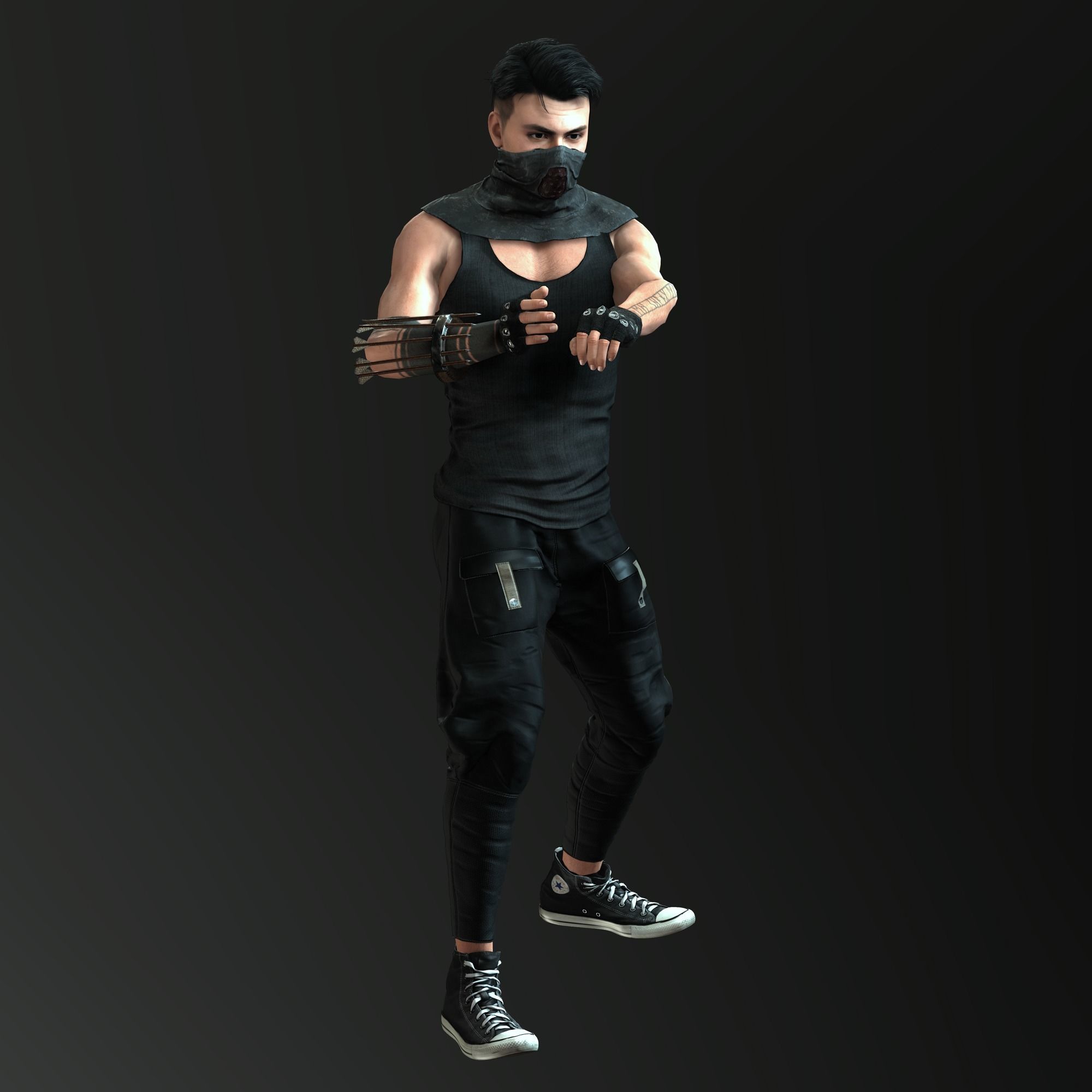 Zombie Slayer Character Low-poly 3D model_11