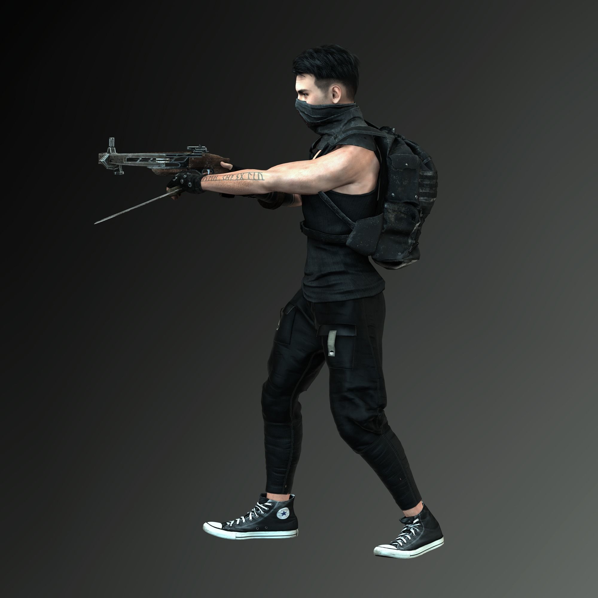 Zombie Slayer Character Low-poly 3D model_16