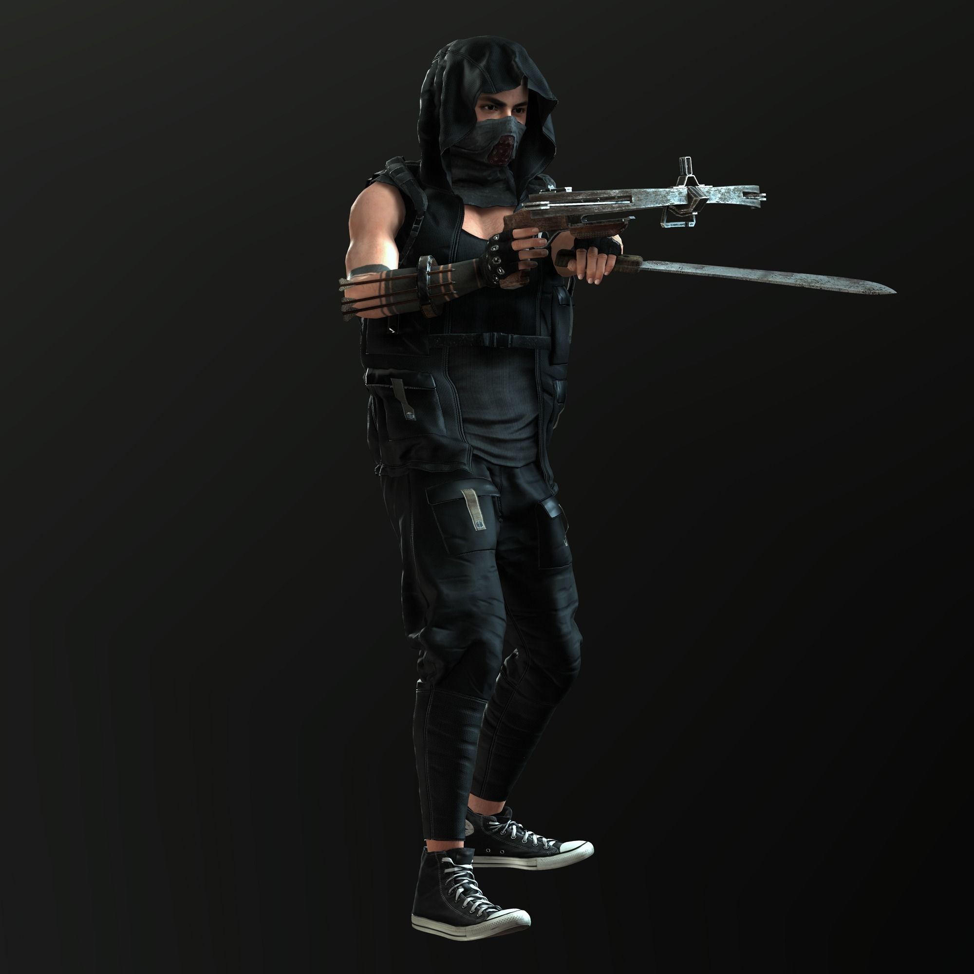 Zombie Slayer Character Low-poly 3D model_4
