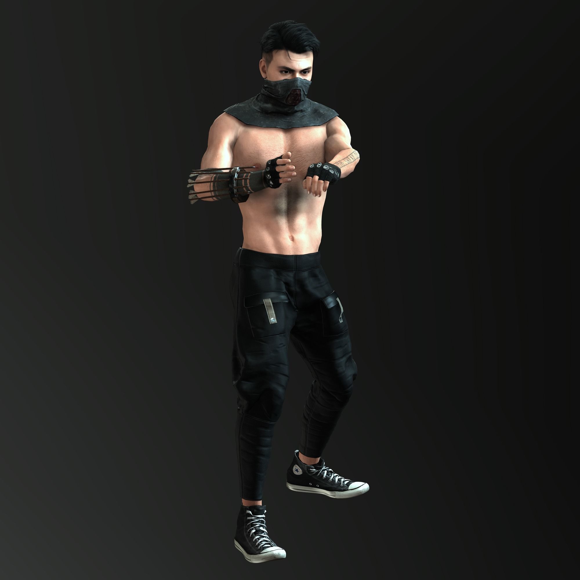 Zombie Slayer Character Low-poly 3D model_10