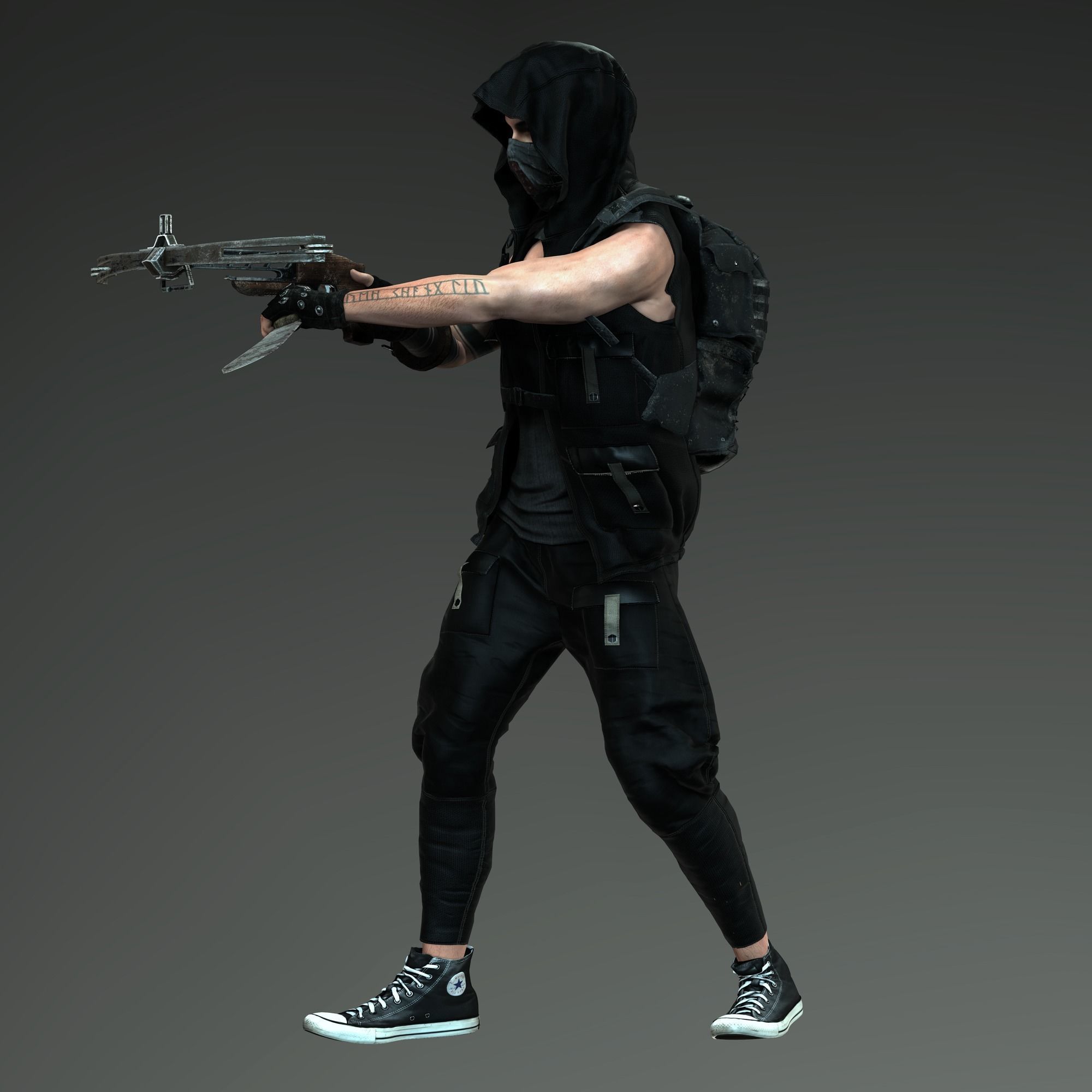 Zombie Slayer Character Low-poly 3D model_2