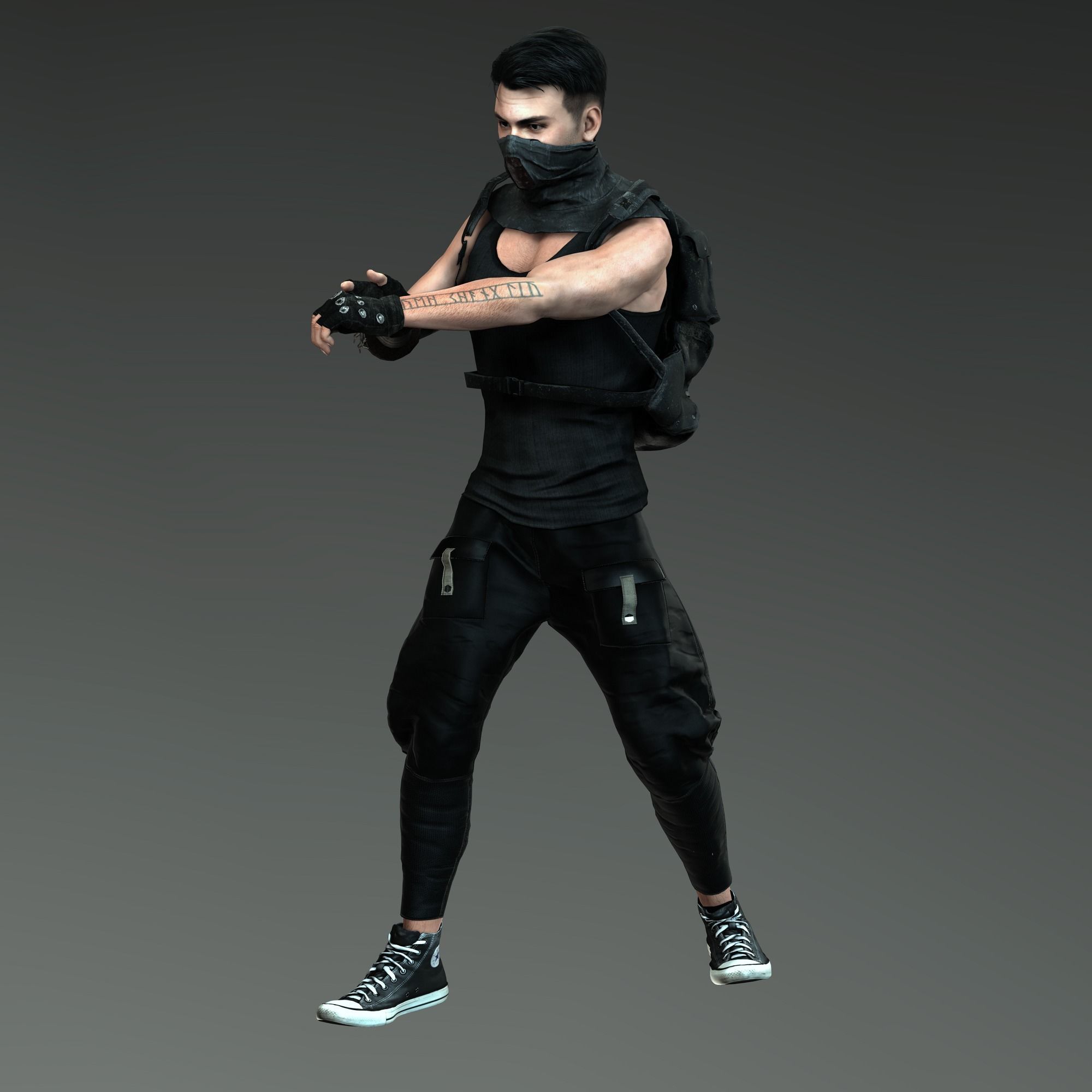 Zombie Slayer Character Low-poly 3D model_13