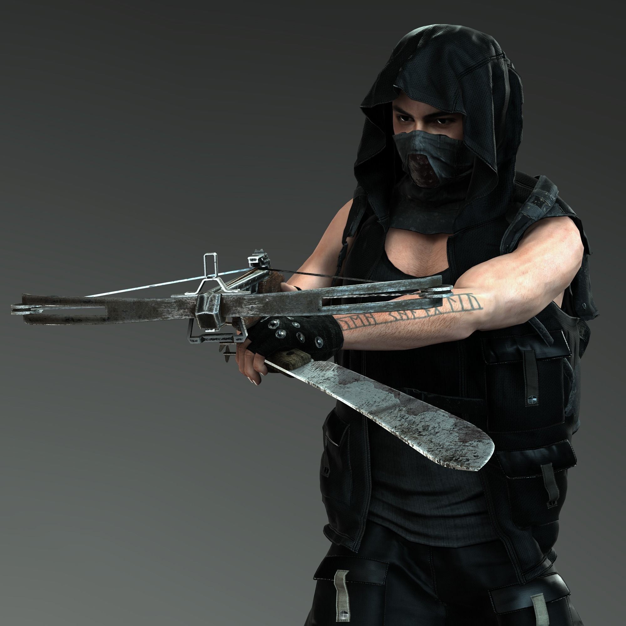 Zombie Slayer Character Low-poly 3D model_18