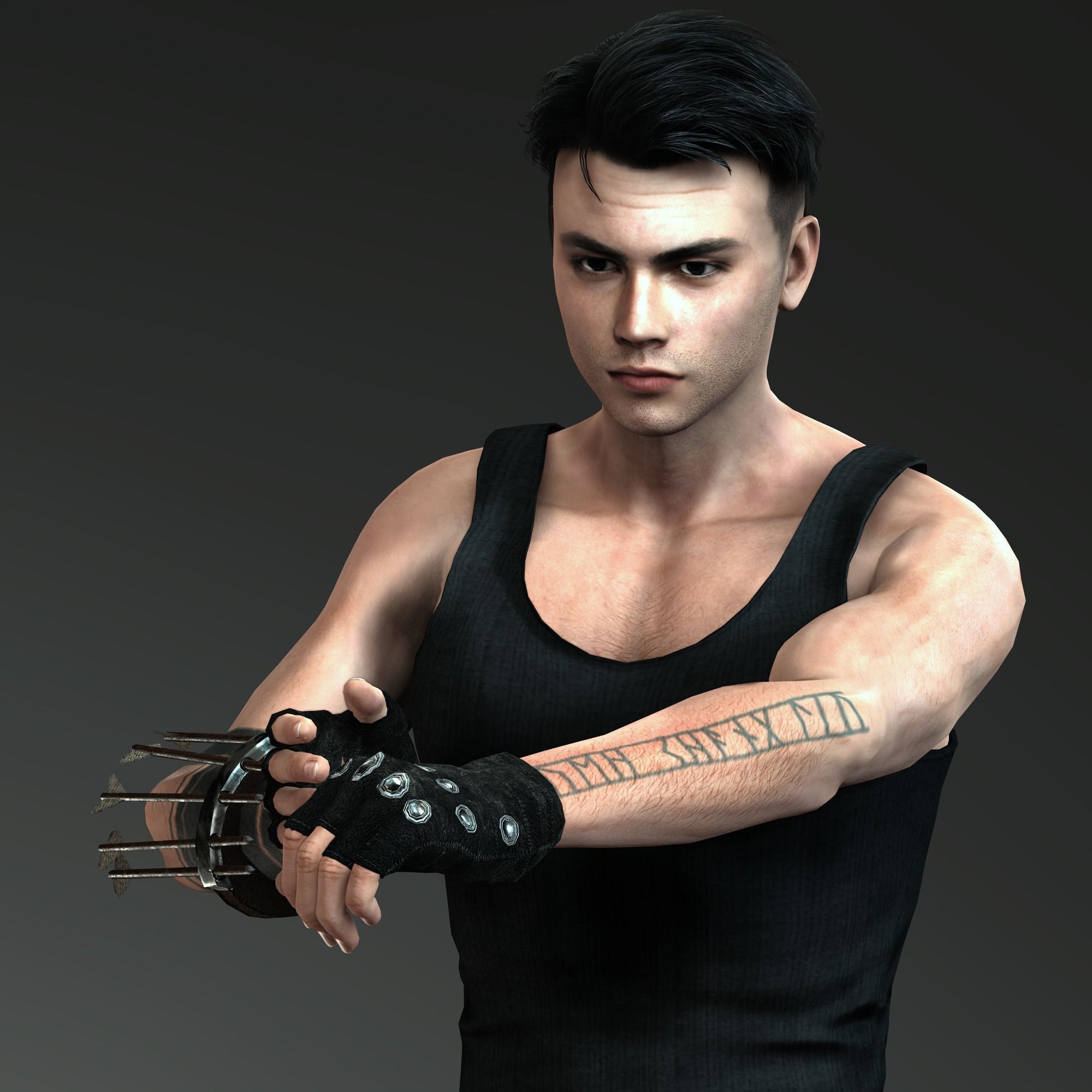 Zombie Slayer Character Low-poly 3D model_20