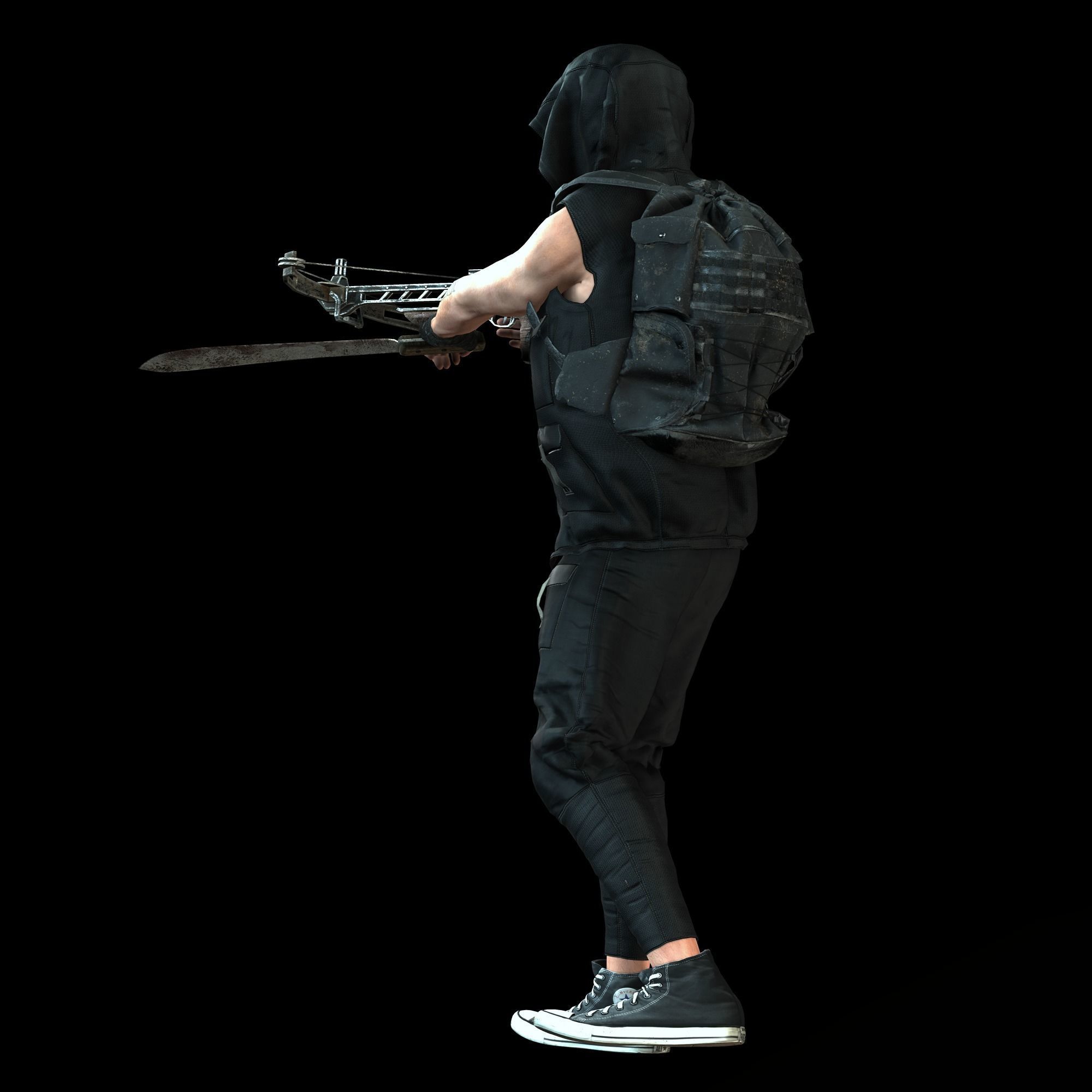 Zombie Slayer Character Low-poly 3D model_3